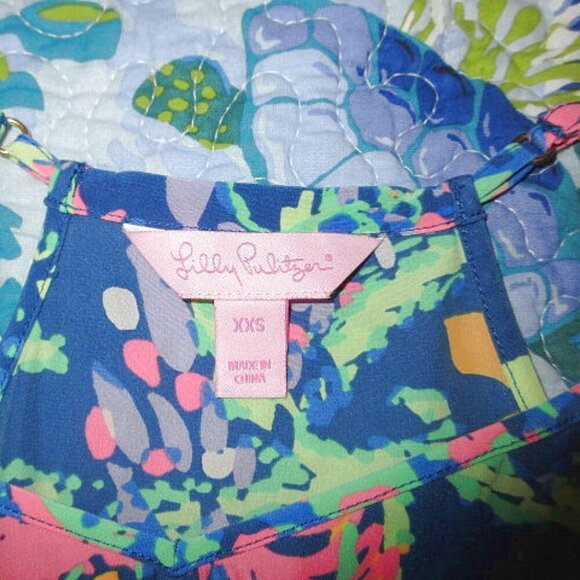 Lilly Pulitzer Silk Tank Top Size XXS Cami Sleeveless All A Glow Tropical Beachy - Picture 3 of 7